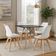Mesa Moderna Quadrada Eiffel Eames 90cm Preta E 4 Cadeira Leda Ergonomica Moderna Branca