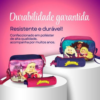 Kit Mochila Infantil Escolar Com 3 Peças Princesas Rosa-roxo