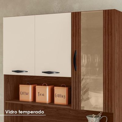Kit Cozinha 6 portas 1 gaveta 91 Cm Golden Ktp Nogueira Off White Cp Ripado