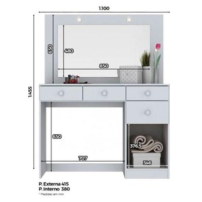 Penteadeira Charme Branco Hp – Henn
