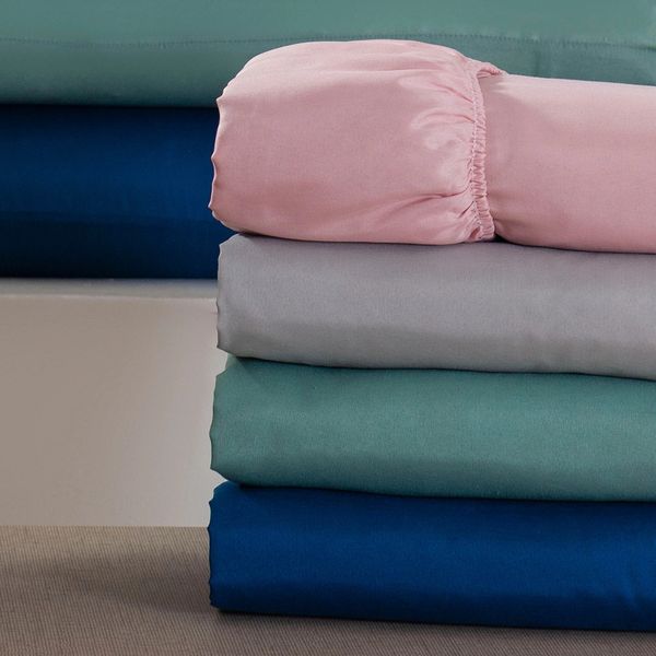 Lençol Queen Cazza com Elástico de Microfibra Azul Náutico