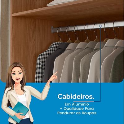 Guarda-Roupa Casal Santos Andirá Toledo com 6 Portas, 2 Gavetas e 5 Prateleiras 194,4cm de largura Jatobá com Grafite