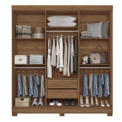 Guarda-Roupa Casal Santos Andirá Toledo com 6 Portas, 2 Gavetas e 5 Prateleiras 194,4cm de largura Jatobá