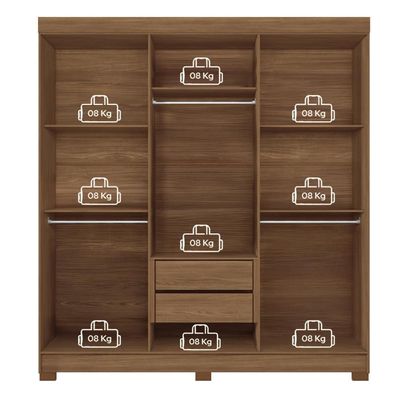 Guarda-Roupa Casal Santos Andirá Toledo com 6 Portas, 2 Gavetas e 5 Prateleiras 194,4cm de largura Jatobá
