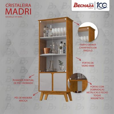 Cristaleira 2 Portas Madri Naturalle Natura/off White