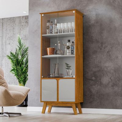 Cristaleira 2 Portas Madri Naturalle Natura/off White