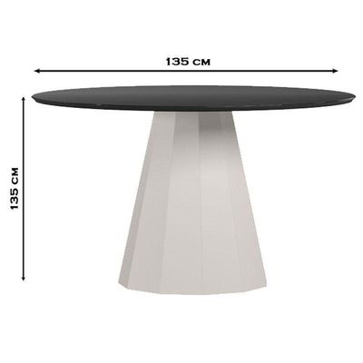 Mesa De Jantar 135x135 Cm Isis Com Vidro Off White Preto – New Ceval