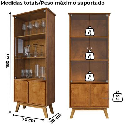 Cristaleira 4 Portas Madri 180x70 Cm Bechara Naturalle