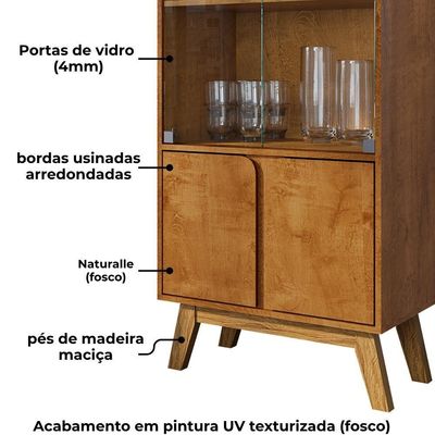 Cristaleira 4 Portas Madri 180x70 Cm Bechara Naturalle