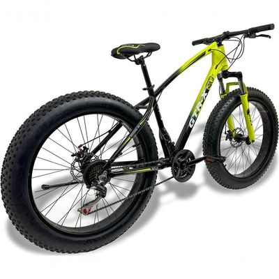 Bicicleta Fat Bike Aro 26 Freios Disco Alumínio Shimano Quadro 17 GTR-X Amarelo Preto