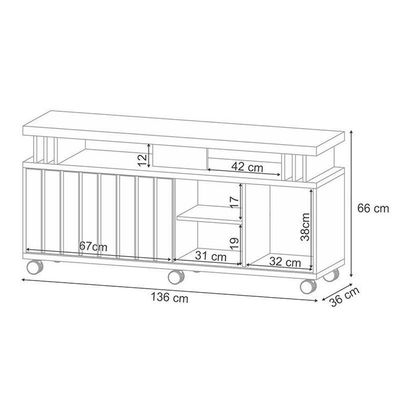 Rack Bancada Para Sala Rivera 1.3 Off White Castanho – Hb Móveis