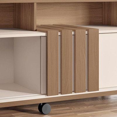 Rack Bancada Para Sala Graci 1.36 Castanho Off White – Hb Móveis