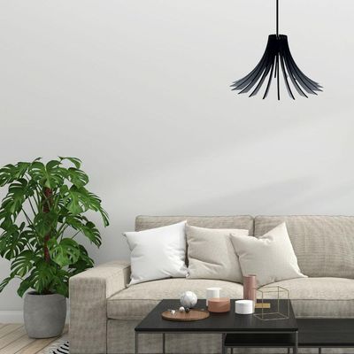 Luminária Teto Tipo Pendente Dalia Mdf - Completa Cor: Preta