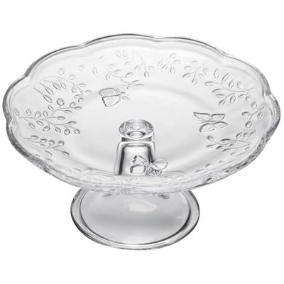 Prato para Bolo com Pé 19x9cm Vidro Cristal Lyor Suporte Torta Redondo New Butterfly
