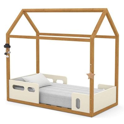 Mini Cama Montessoriana Liv Off White Freijó Com Colchão - Matic