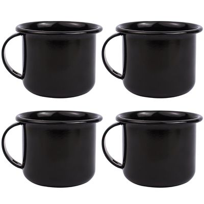 Jogo 4 Canecas Esmaltadas Retrô 90ml Xícaras Ágata Para Café Chá Preto