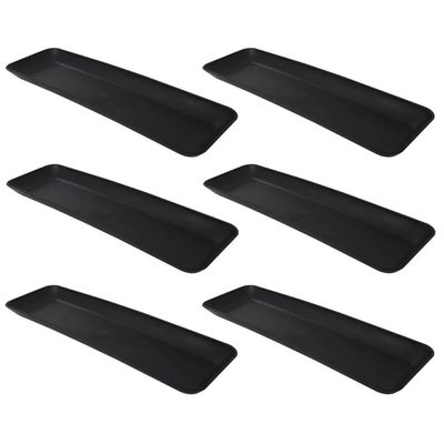 Kit 6 Petisqueiras Retangulares Prato De Petisco Coza Grande Preto