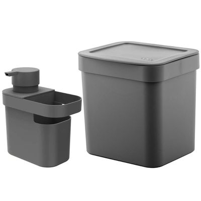 Lixeira Para Pia De Cozinha 4,7L E Dispenser Porta Detergente E Organizador 650ml OU Chumbo