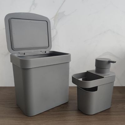 Lixeira Para Pia De Cozinha 4,7L E Dispenser Porta Detergente E Organizador 650ml OU Chumbo