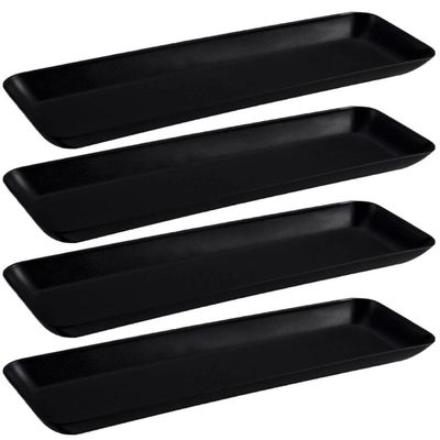 Kit 4 Petisqueiras Retangulares Prato De Petisco Coza Grande Preto
