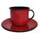 Caneca Esmaltada Xícara Com Pires Para Chá Café 180ml Vermelho
