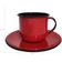 Caneca Esmaltada Xícara Com Pires Para Chá Café 180ml Vermelho