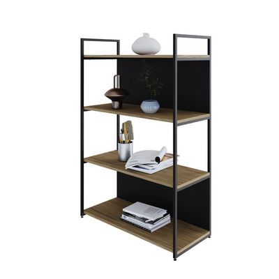 Estante C/04 Prateleiras 118x80x33cm C/fundo Yon Vermont Oak/est.preta Vermont Oak/est.preta