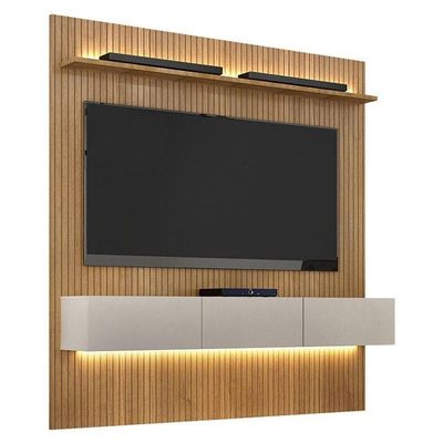 Home Suspenso Frisado Curitiba 180 Com Led E Aparador Bellíssima Cinamomo Off White - Valdemóveis