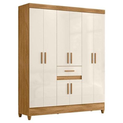 Guarda Roupa Casal Ambiente Portugal 8 Portas Freijó Off White - Moval