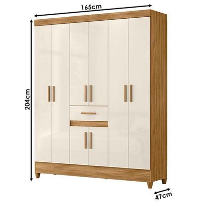 Guarda Roupa Casal Ambiente Portugal 8 Portas Freijó Off White - Moval