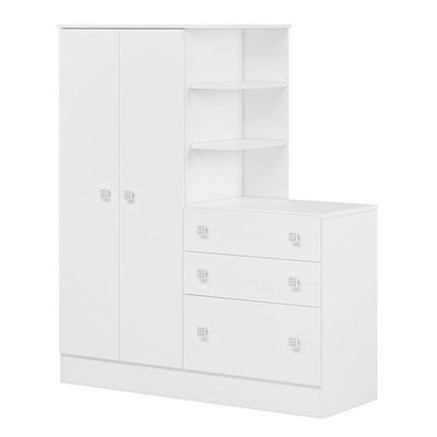 Berço Nacional 3540 E Guarda Roupa Com Cômoda 4070 Doce Sonho Branco Brilho E Colchão Ortobom – Qmovi