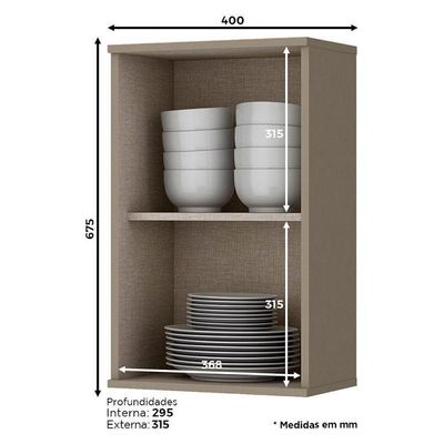 Armário Aéreo Connect 1 Porta 40 Cm Duna Cristal – Henn