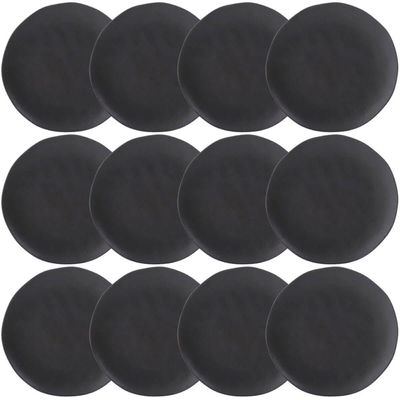 Kit 12 Pratos Rasos Orgânicos Preto 26,5cm Cerâmica Stoneware Comida Oriental Sushi Sashimi