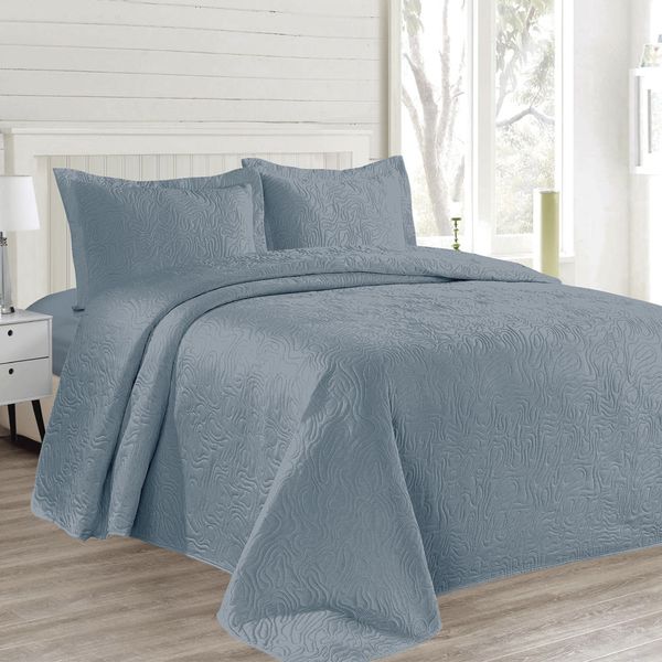 Kit Colcha Queen Boutis Mf Cazza Organic com 3 Peças Azul 230x250cm Kit Colcha Queen Boutis Mf Cazza Organic com 3 Peças Azul 230x250cm