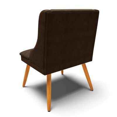Kit 2 Cadeiras Estofadas Para Sala De Jantar Pés Palito Lia Suede Marrom - Ibiza