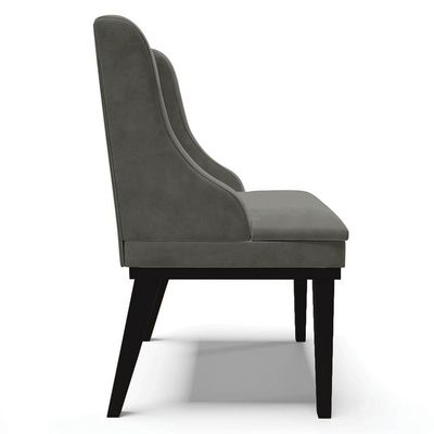 Kit 10 Cadeiras Estofadas Para Sala De Jantar Base Fixa De Madeira Preto Lia Suede Grafite - Ibiza