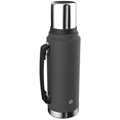 Garrafa Térmica Chimarrão Café Tererê Parede Dupla de Inox com Alça 1 Litro Everest Soprano Cinza