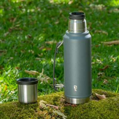 Garrafa Térmica Chimarrão Café Tererê Parede Dupla de Inox com Alça 1 Litro Everest Soprano Cinza