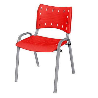 Cadeira Iso Base Cinza Escola, Escritório Vermelho Kit 11 Un