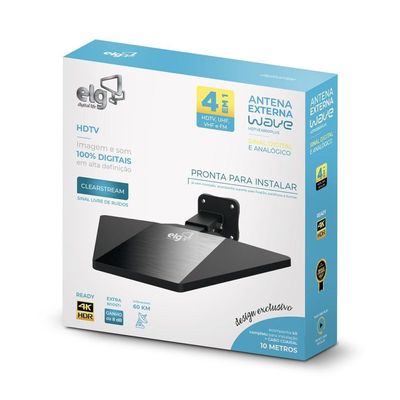 Antena Digital Externa Com Cabo 10m Wave Hdtvex800plus Elg