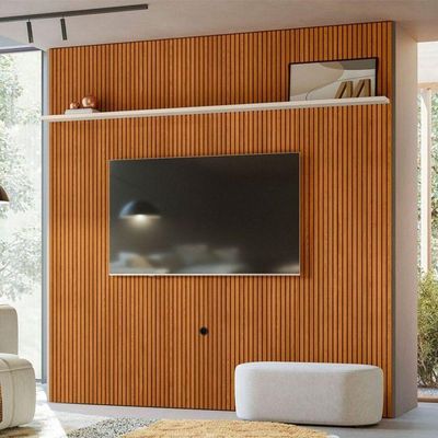 Painel New Guaporé Para 75 Polegadas Do Piso Ao Teto - Madetec Cinamomo Off White