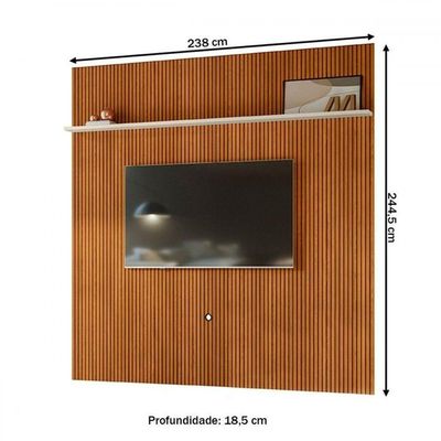 Painel New Guaporé Para 75 Polegadas Do Piso Ao Teto - Madetec Cinamomo Off White