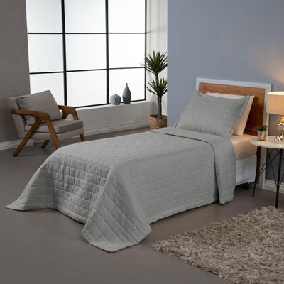 Kit Cobre Leito Matelado Dupla Face Soft 2 Peças Solteiro 100% Poliéster - acabamento com tonalidade Cinza