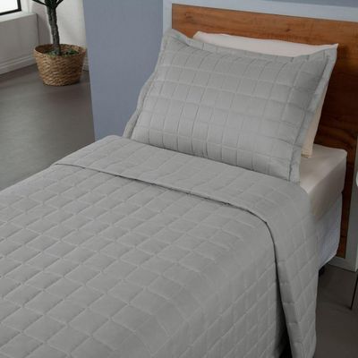 Kit Cobre Leito Matelado Dupla Face Soft 2 Peças Solteiro 100% Poliéster - acabamento com tonalidade Cinza