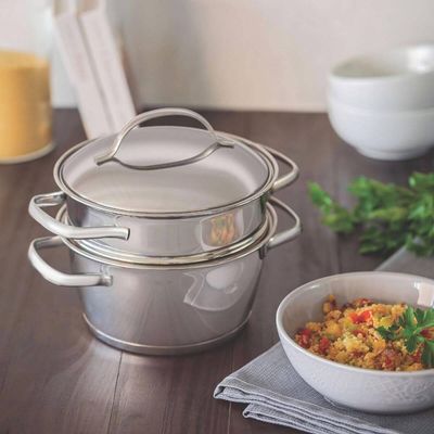 Cuscuzeira Allegra Tramontina Inox Fundo Triplo 2 Peças Caçarola Cozi Vapor