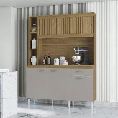 Cozinha Kit Duda 140 Cm Damasco Ripado Off White- Poquema