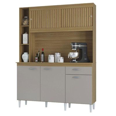 Cozinha Kit Duda 140 Cm Damasco Ripado Off White- Poquema