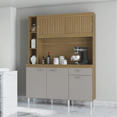 Cozinha Kit Duda 140 Cm Damasco Ripado Off White- Poquema