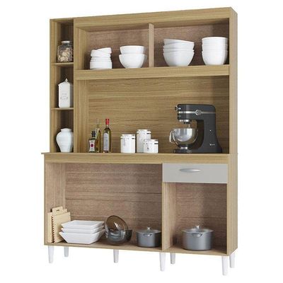 Cozinha Kit Duda 140 Cm Damasco Ripado Off White- Poquema