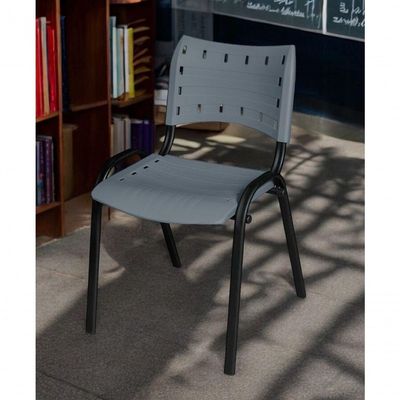 Cadeira Iso Base Preto Igreja, Escola, Escritório - Cinza Kit 5 Peças